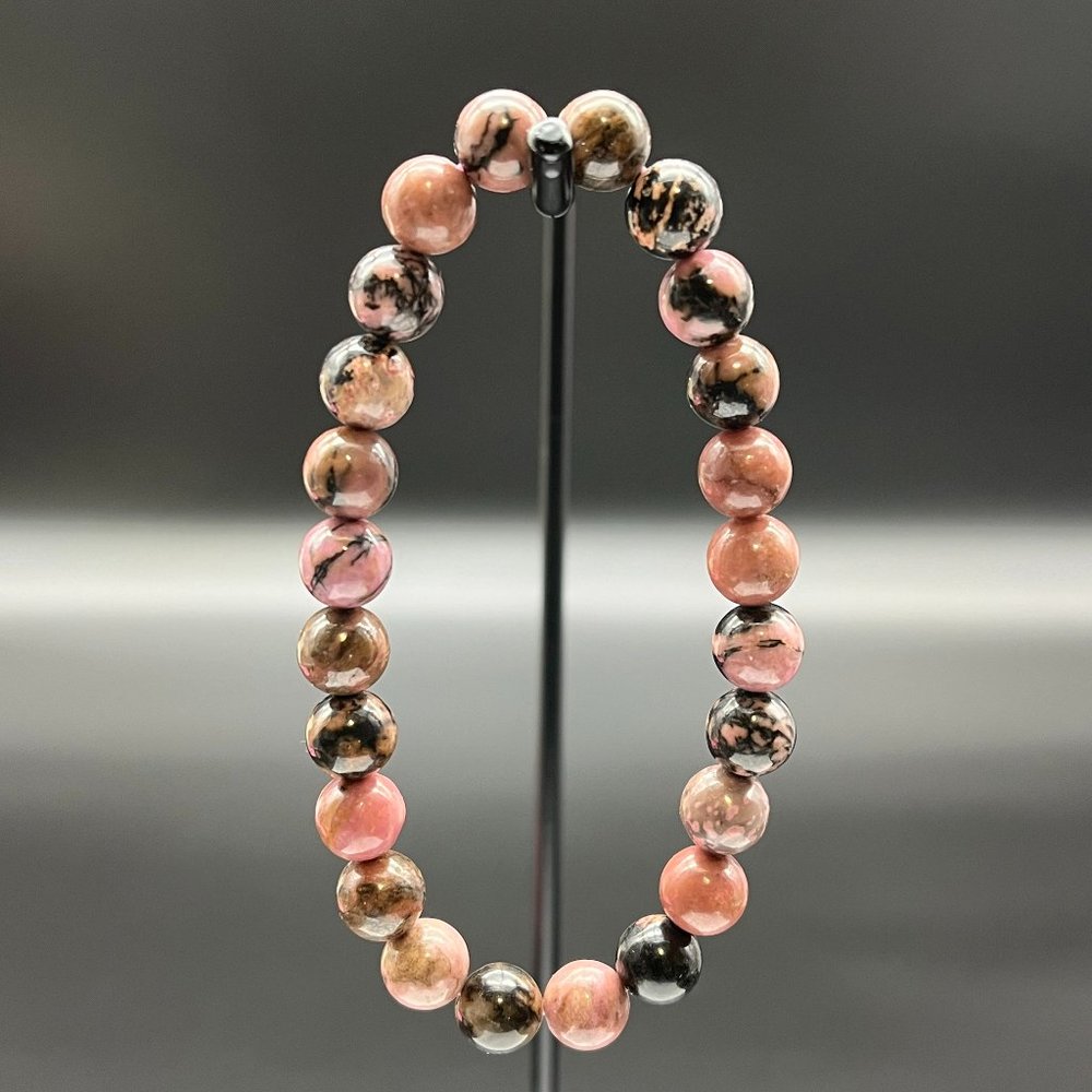 Rhodonite Gemstone Bracelet Handmade - Picture 3 of 5